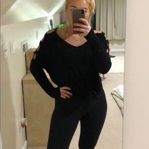 Black cutout sleeve Top